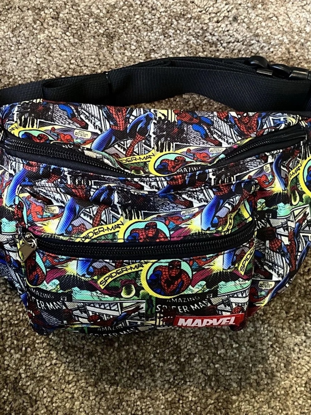 Marvel Spider-Man Comic Print Belt Bag in Red, Blue, Yellow, Black